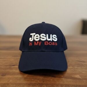 Navy Blue "Jesus is My Boss" Cap NEW